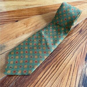 Vintage Tommy Hilfiger Elegant Green Patterned Silk Men's Tie